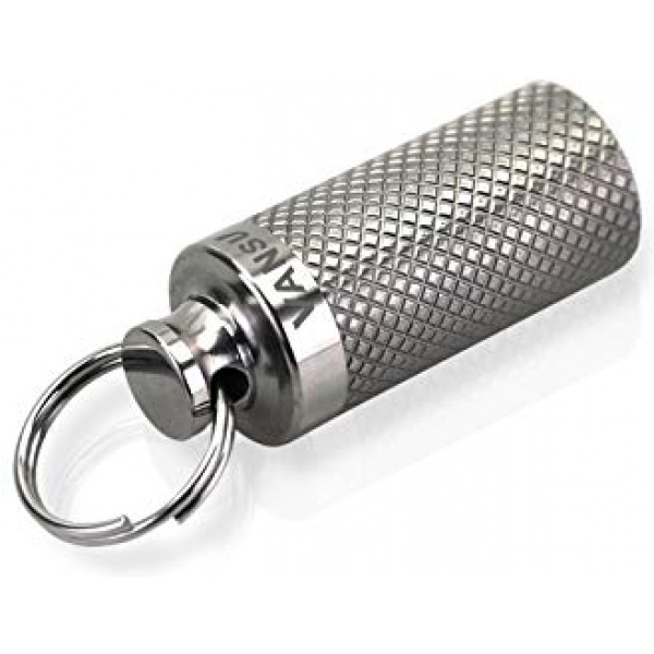 VANSU Titanium Waterproof Keychain Pill Holder Container,Portable Mini Size Pill Box Case for Outdoor Travel Camping