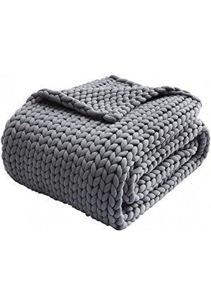 Zonli Cooling Weighted Blanket 20lbs Queen/King Handmade Knitted Chunky Blankets No Beads 60''x80''Evenly Weighted Breathable Throw Soft Napper Yarn Machine Washable