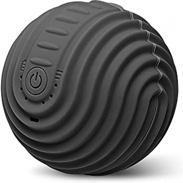 Electro Vibrating Massage Ball by Njoie – Black, Full Body Deep Tissue Massage Therapy, Built-in Rechargeable Battery, Quiet, Myofascial Release. for Sports Athletes, at-Home, Workplace