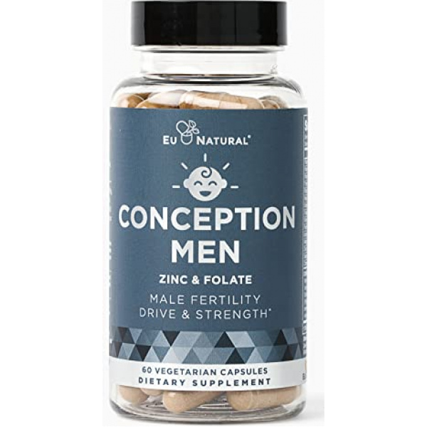 Conception Men Fertility Vitamins – Male Optimal Count & Healthy Volume Production – Zinc, Folate, Ashwagandha Pills – 60 Vegetarian Soft Capsules