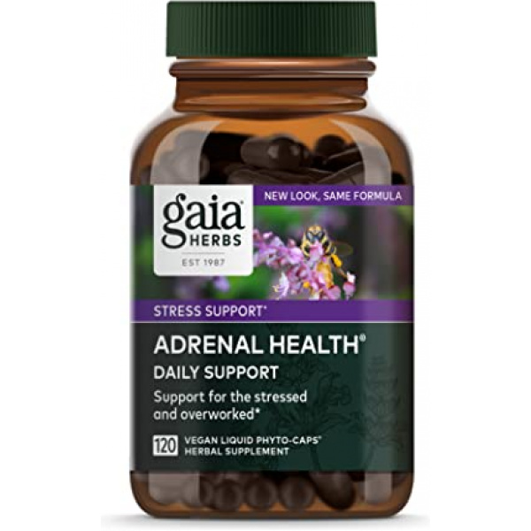 Gaia Herbs Adrenal Health Daily Support - with Ashwagandha, Holy Basil & Schisandra - Herbal Supplement to Help Maintain Healthy Energy and Stress Levels - 120 Liquid Phyto-Capsules (60-Day Supply)