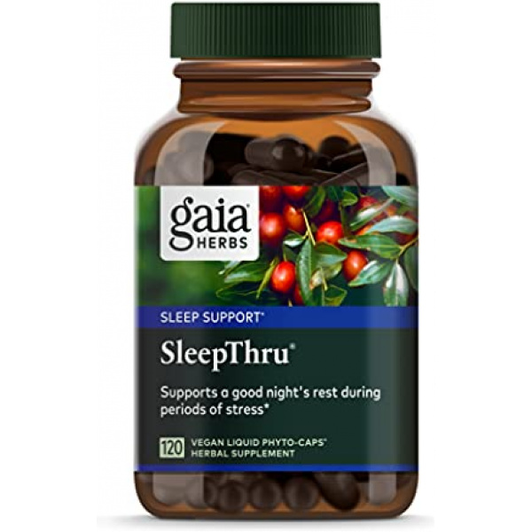 Gaia Herbs SleepThru - Natural Sleep Aid Supplement with Organic Ashwagandha Root, Organic Magnolia Bark, Passionflower, and Jujube Date - 120 Vegan Liquid Phyto-Capsules (60-Day Supply)