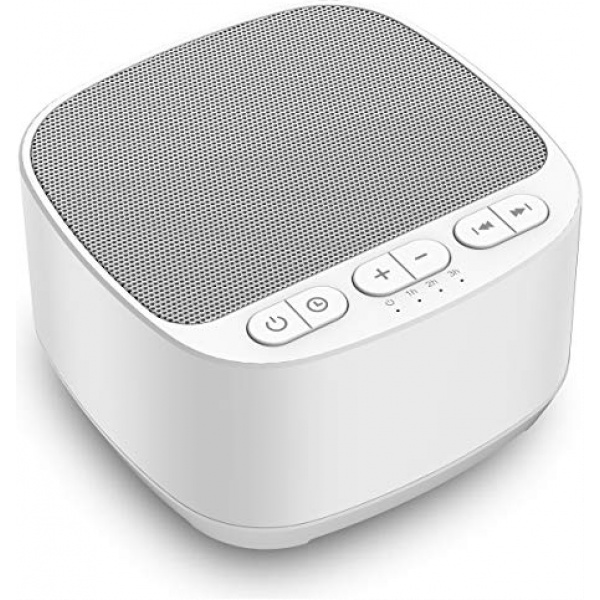 Magicteam Sleep Sound White Noise Machine with 40 Natural Soothing Sounds and Memory Function 32 Levels of Volume Powered by AC or USB and Sleep Timer Sound Therapy for Baby Kids Adults (White)