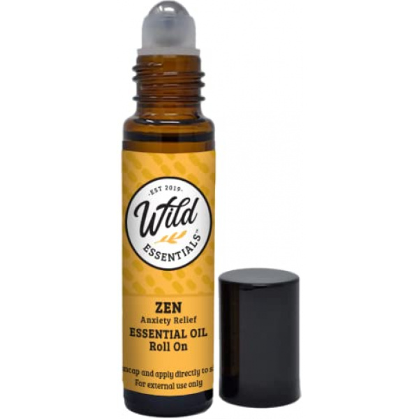 Wild Essentials Zen Essential Oil Roll On, 10ml for Meditation, Relaxation, Stress Made with 100% Essential Oils and Jojoba Oil, Ready to use